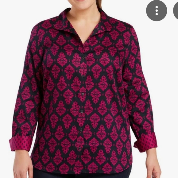 Foxcroft Annie Regal Bold Damask Button down blouse 18W - Picture 10 of 10